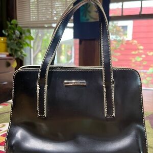 Nine West Black Mini Satchel with Contrast Stitching